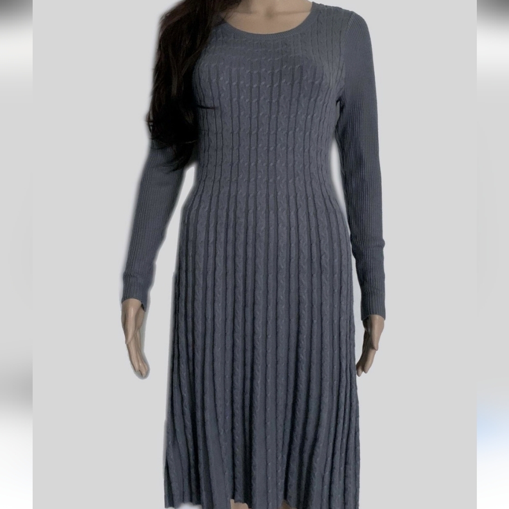 Cato Gray Cable Knit Sweater Dress
